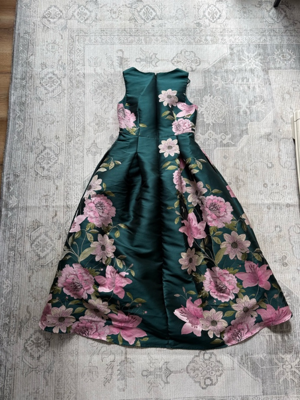 Emerald Green Floral High-Low Party Dress - Picture 2 of 5
